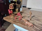 1950s Marx Pet Shop PARROT,birds,monkeys,dog figures dollhouse animals playset