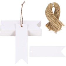 SallyFashion 100PCS Gift Tags with String Attached, 2.8x0.8 inch Kraft Paper ...