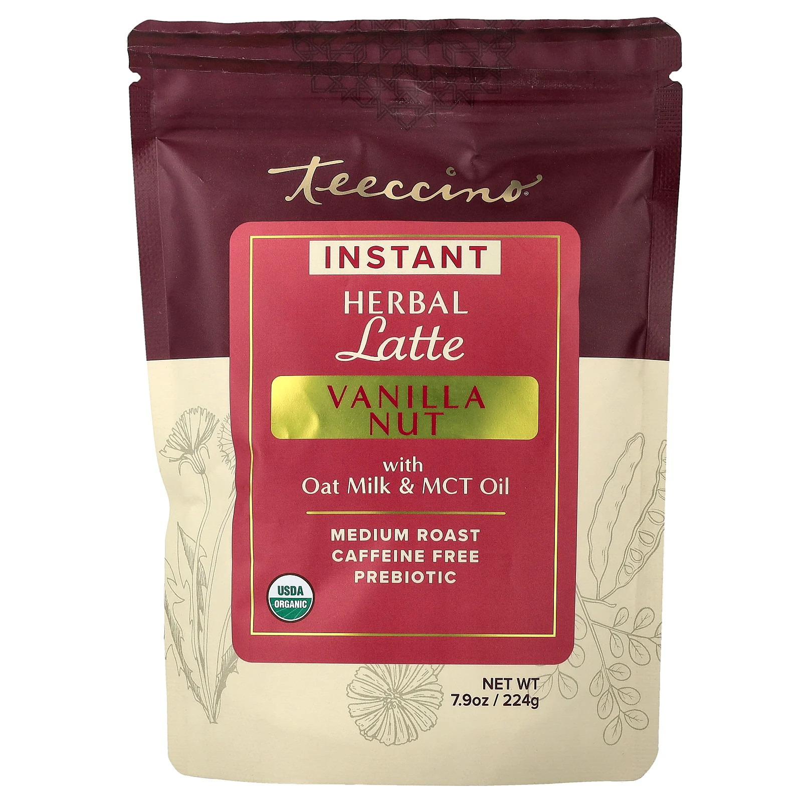 Instant Herbal Latte, Vanilla Nut, Medium Roast, Caffeine Free, 7.9 oz (224 g)