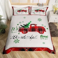 Xmas Truck Duvet Cover Set Size, Christmas Tree Snowflake Print King Xmas 04
