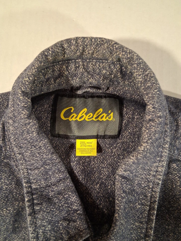 Cabela's Men's Vintage Gray 100% Cotton Button Up Collared Shirt 2XL Reg Lined  - Image 3 of 4