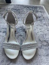 Wedding Ivory Bridal Beaded Block Heels Size 7 Shoes
