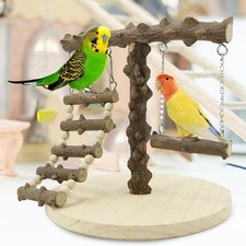 Natural Wood Bird Playground Parrot Perch Playstand Play Gym Stand Playpen 