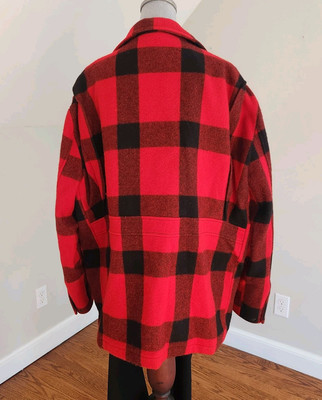 Vintage Woolrich Buffalo Plaid Wool Mackniaw Hunting Coat 90s