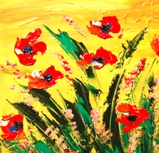 red flowers   painting Abstract Modern Art  Contemporary  WALL DECOR Y3G4F