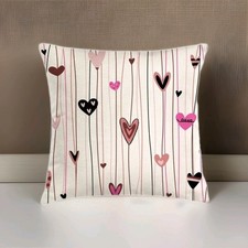 Valentines Day Pillow Cushion Cover Pack of 2, Hearts 20x20 Inch