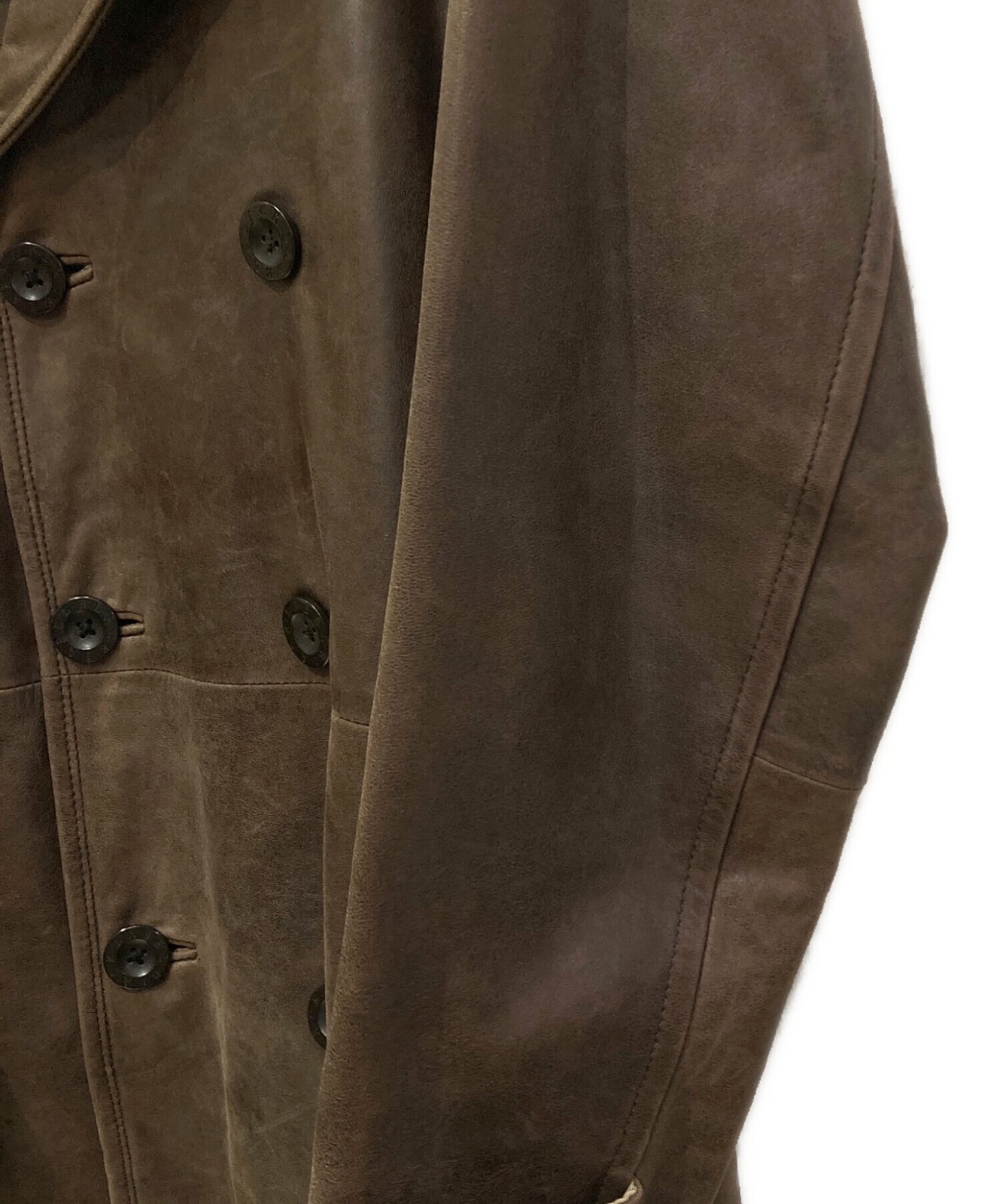 BURBERRY BLACK LABEL Leather Trench Coat M Size Brown BMA16-307-57 From Japan thumbnail 14