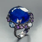 Unique ring 28 ct   Blue Sapphire Ring 925 Sterling Silver Size 8 /R477642