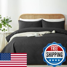 Wuruibo Twin Quilt Set Blackultrasonic Embossed Bedspread Lightweight