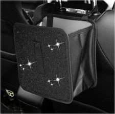 Car Trash Can, Bling Rhinestone Crystal Waterproof Hanging Garbage Bag for Car I