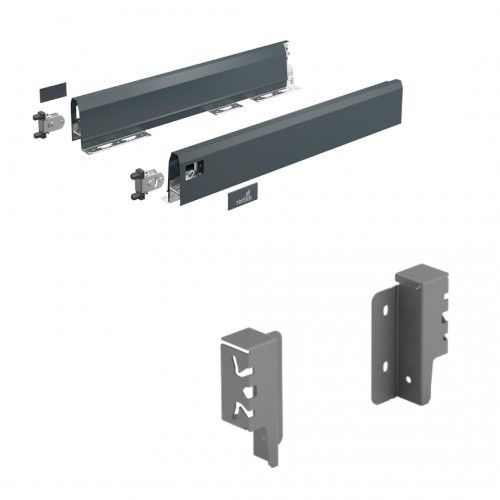 Kit tiroir ArciTech Hettich 94mm anthracite pour coulissement fluide et silencieux