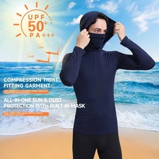 Performance Hoodie Long Sleeve T-Shirts, UPF 50 Sun Protection Hooded Unisex