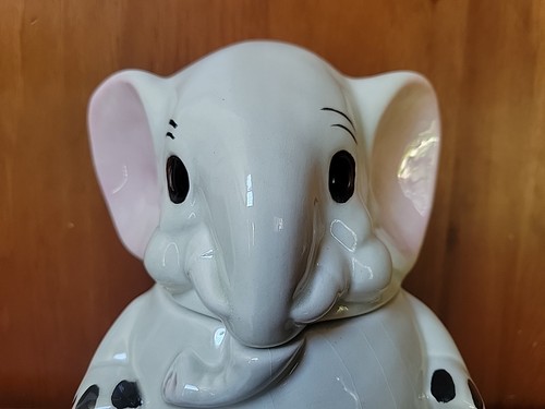 Vtg Art Pottery Elephant Cookie Jar Marked USA Kitsch Retro signed CJ '98 READ - Picture 2 of 22