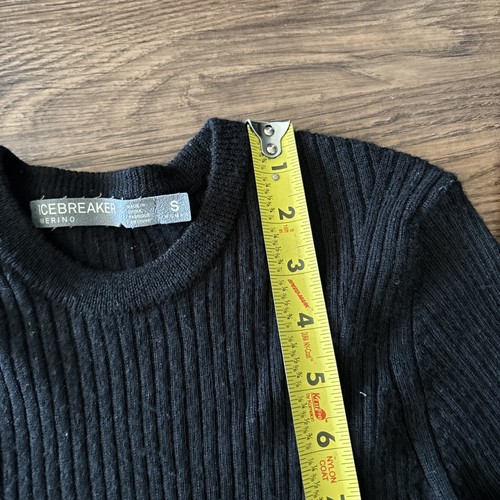 Icebreaker Shirtkleid kurz Damen klein schwarz Merinowolle Pullover gerippt - Bild 7 von 11