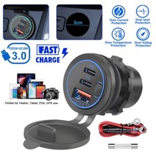 12V USB-C Steckdose PD & QC3.0 USB Einbau Buchse Wasserdicht KFZ-Ladeger�t Dose,