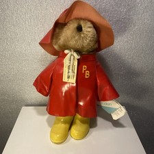 Vintage 1986 Eden Toys Paddington Bear Darkest Peru Yellow Rain Coat Plush 13"