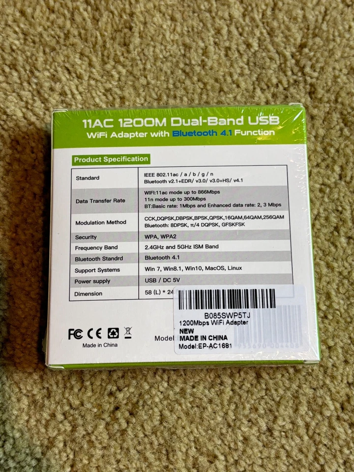 NEW EDUP 1200M 5G/2.4G Dual Band Bluetooth 4.1 Wireless for Mac Desktop AC1681 - Image 2 of 3