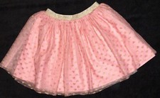 HANNA ANDERSSON TUTU SKIRT IN SOFT TULLE PINK W/ GOLD HEARTS SZ 140 CM US 10