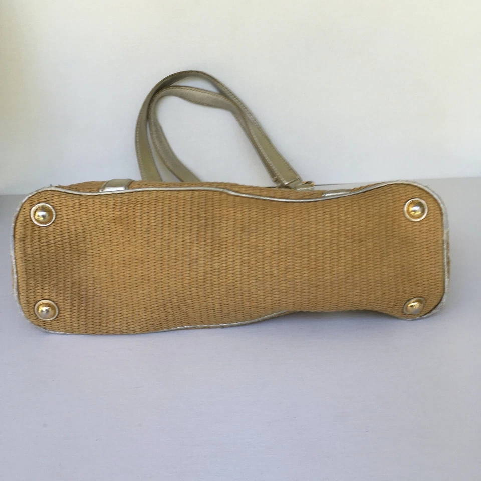 Michael Kors Straw/Leather Tote Natural/Silver with Removable Canvas Pouch - Image 3 of 4