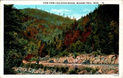 View from Cold River Bridge, Mohawk Trail, Massachusetts MA Postcard