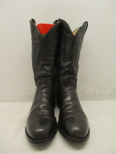Justin Black Roper Style 3135 Cowboy Boots Mens Size 10.5 C Vibram Sole USA - Picture 2 of 15