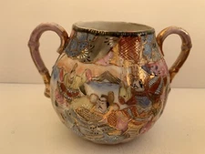 vintage Japanese satsuma Hand painted double handled pot