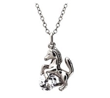 Adorable Little Pony Horse 3D Charm Pendant and Necklace White Gold Plated