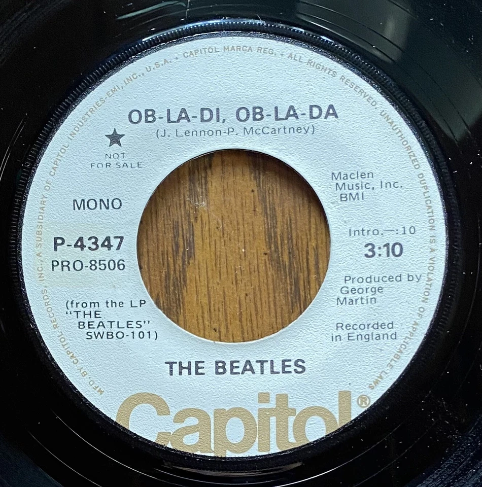 Beatles Ob-La-Di Ob-La-Da Capitol P-4347 45rpm RARE Promotional Stereo/Mono NM! - Image 3 of 4