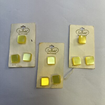 Vintage LaMode Yellow Buttons - Size 28, Made in France - 9 Total