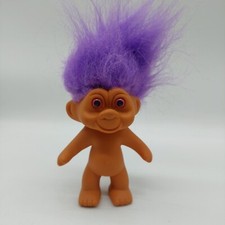 TNT Troll Doll 4" Purple Hair Brown Eyes 1991