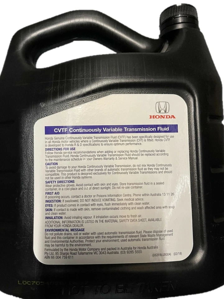 Genuine Honda CVT Fluid 4L 08269LUB004  HONDA CVTF 4L *FREE SHIPPING* - image 2 of 3