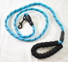 blue dog leash reflective 5 feet medium to large dogs soft handle black
