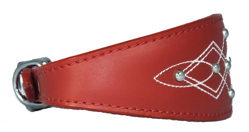 Leather Whippet Greyhound Collar Sighthound Dog Collars Silver Stud Stitch - Picture 9 of 22