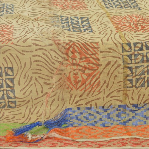 Sanskriti Vintage Cream Dupatta Long Stole Blend Cotton Printed Premium Scarves - Picture 9 of 11