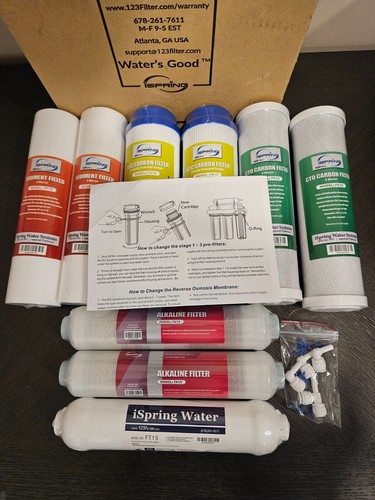 iSpring 6 Stage Reverse Osmosis System Water Filter alkaline Replacement Set 9