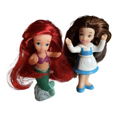 My First Princess PVC Dolls Ariel Belle Mattel Disney 4  2002 Set 2 Cake Toppers