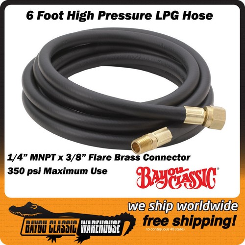 Natural Gas Propane 6' Flex Hose 1/4"MNPT X 3/8" Flare Replacement or