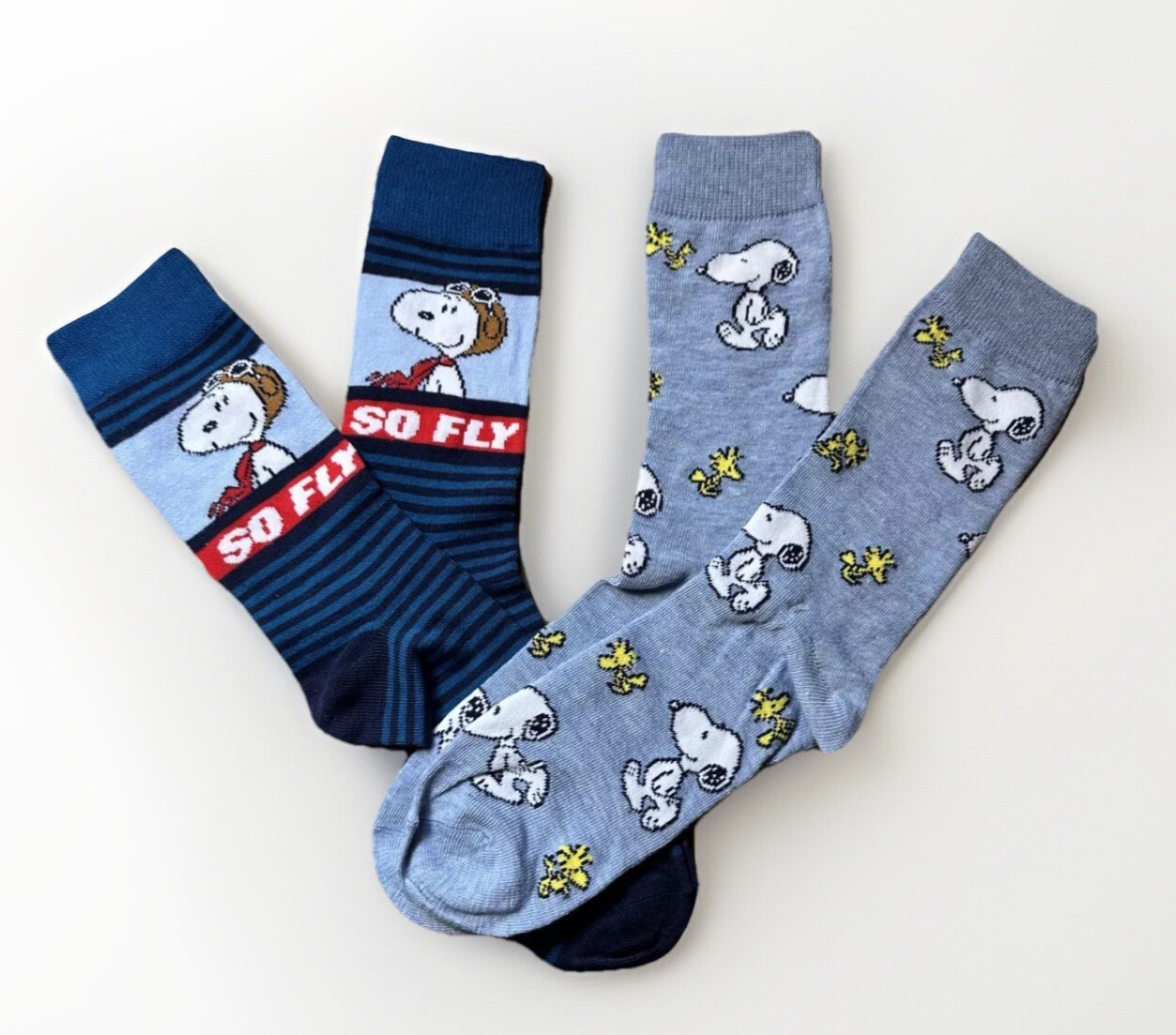 Peanuts Crew Socks 2 Pack featuring Snoopy So Fly and Woodstock with Tags-image