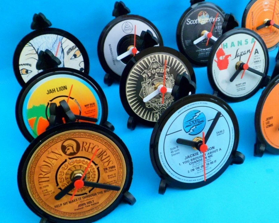 CLOCKS DESK / TABLE TOP Upcycled Vinyl SINGLES Vinyl Records LIST J Size 4" - Image 2 of 4