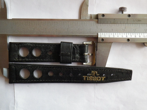 Original Tissot 20mm Lederband in Schwarz mit breiter Tissot Stahl Schließe - Bild 1 von 5