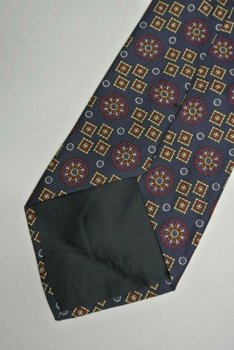Blue Burgundy Yellow Foulard Silk VITALI Tie Italy - Picture 8 of 8