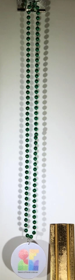CISCO MERAKI 2019 PRIDE PARADE MARDI GRAS STYLE GREEN BEADED NECKLACE & PENDANT - Image 2 of 4