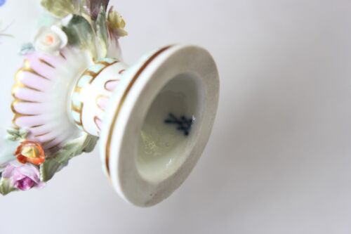 Alte Meissen Vase mit plastischblumen und Figuren/Blumen Malerei 1. Wahl - Bild 6 von 9