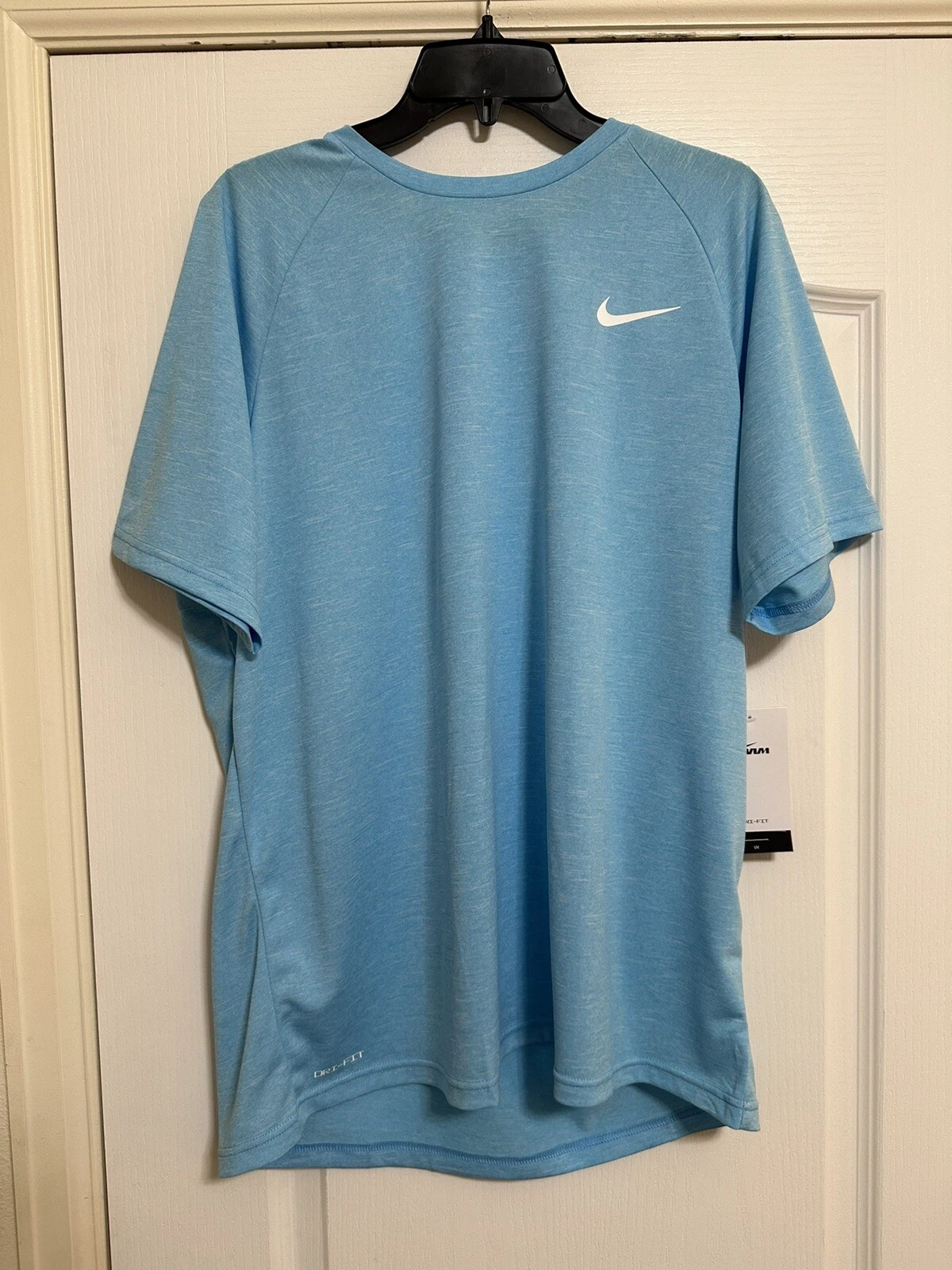 NEW Mens Nike Swim Tee Shirt Sky Blue Baby Blue Dri Fit UPF 40+ MEDIUM GORGEOUS!