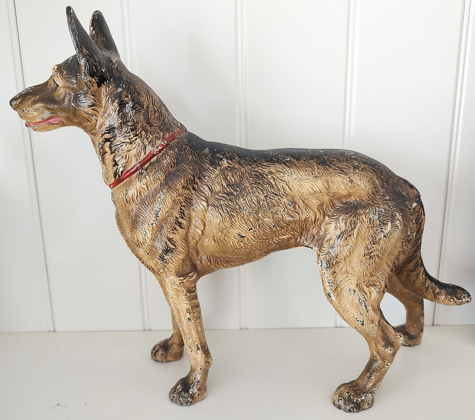 Vintage Hubley Painted Cast Iron Door Stop German Shepherd 13" eBay