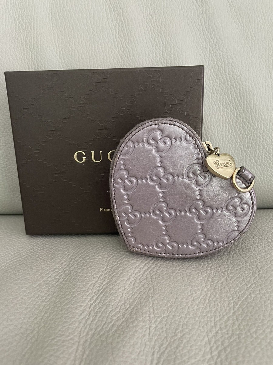 Heart Shaped Gg Coin Purse Auth Gucci Guccissima Mini GG Coin
