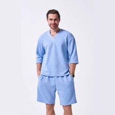 Mens Tracksuit 2-Piece Set Short Sleeve T Shirt Shorts Sweatsuit Outfit Set