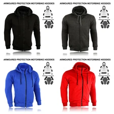 Men's Motorbike Armoured Jacket Removable ZIP UP Fleece Hoodie Protection Safety