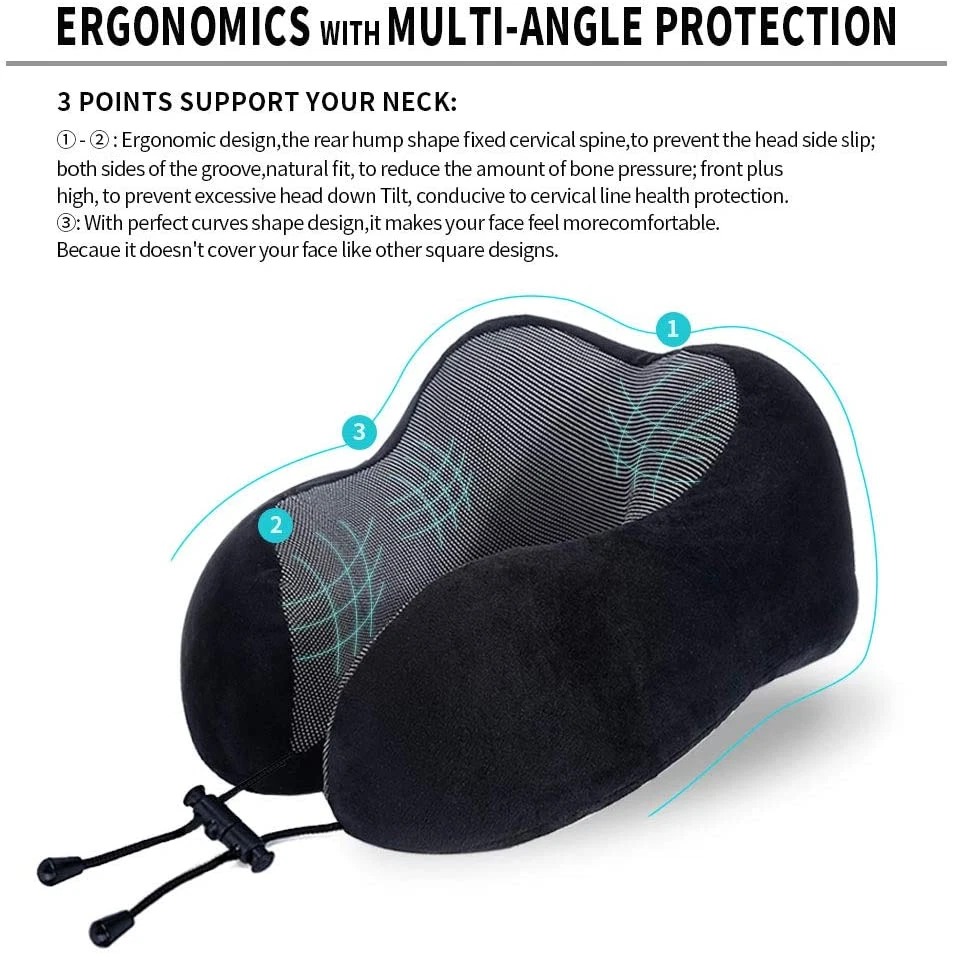 Travel Pillow, Best Memory Foam Neck Pillow Head Support Soft Pillow for Sleepin
