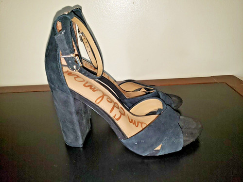 Sam Edelman Black suede chunky heel shoes size 6